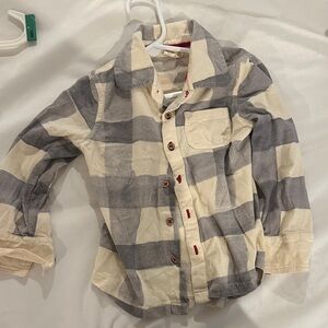 Burt's Bees Kids Plaid Shirt - Gray and Cream